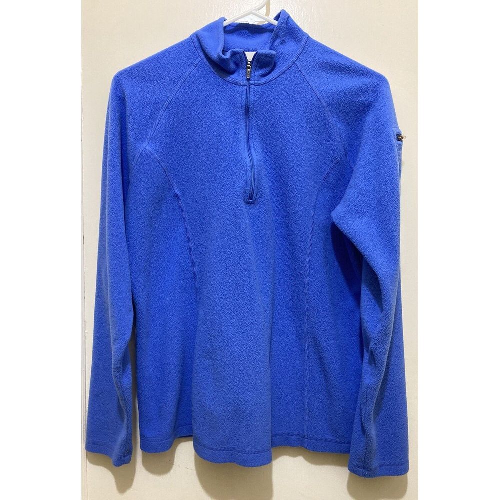 L.L. Bean Women's Fleece Pullover  1/4 Zip‎ Size M Blue Collared Outdoor Hiking